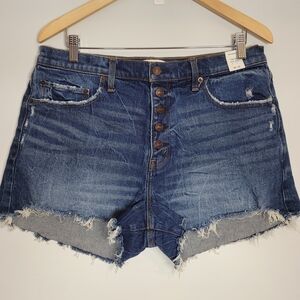 Abercrombie & Fitch Buttom Fly Cut Off Western Dark Blue Jean Shorts